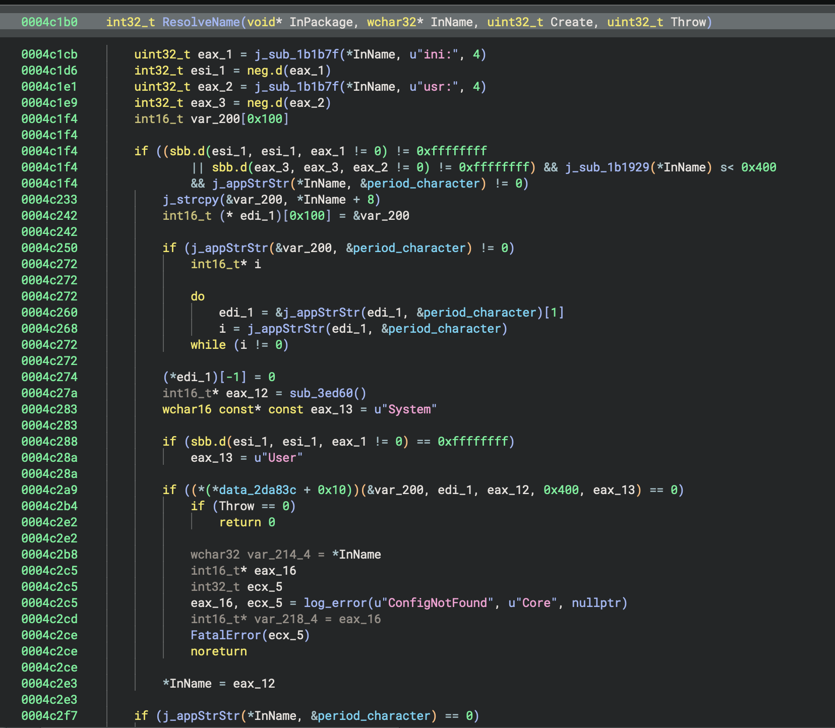 ResolveName implemntation