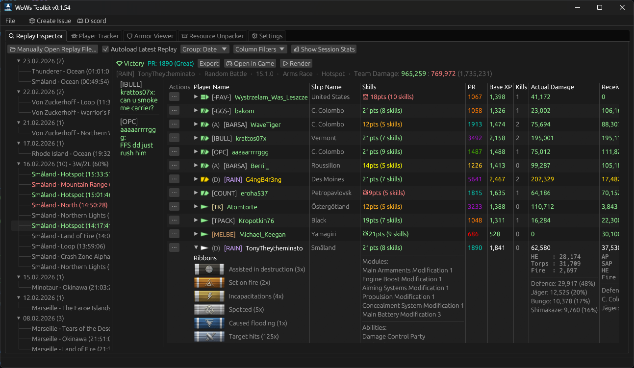 Replay analysis showing post-battle statistics
