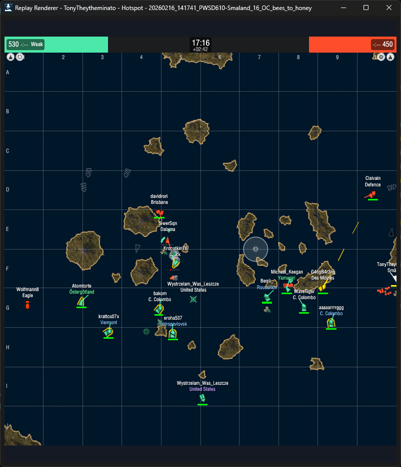 Replay renderer showing animated minimap playback