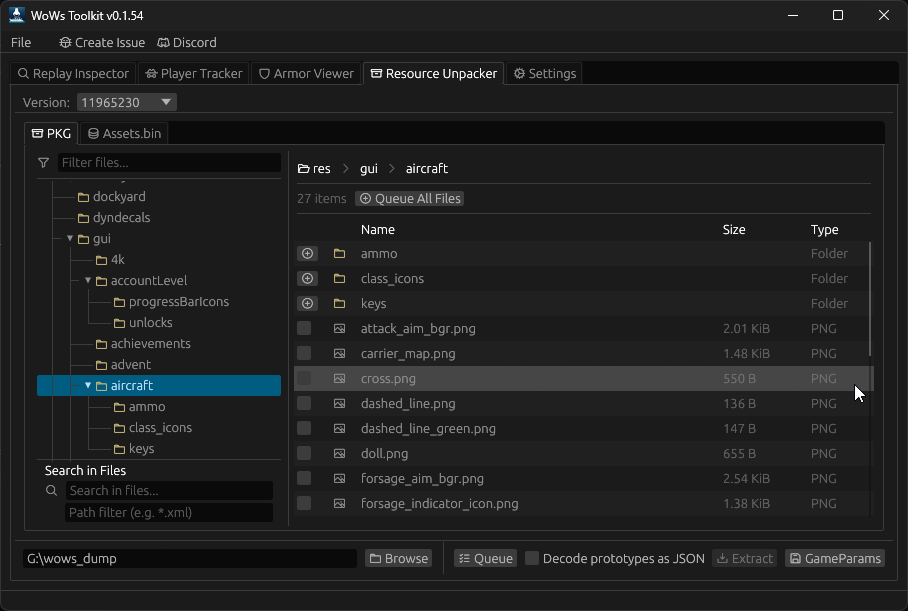 Resource browser showing game file tree